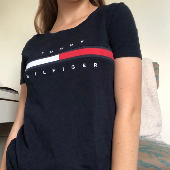 TOMMY HILIFIGER dark navy logo T-shirt, size: XXS - Picture 5 of 6